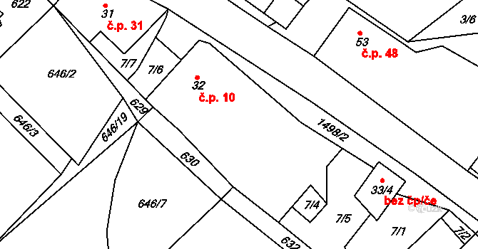 Čachotín 10 na parcele st. 32 v KÚ Čachotín, Katastrální mapa
