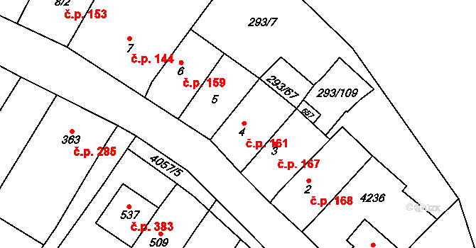Boleradice 161 na parcele st. 4 v KÚ Boleradice, Katastrální mapa