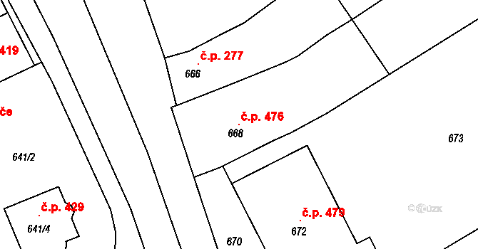 Tupesy 476 na parcele st. 668 v KÚ Tupesy na Moravě, Katastrální mapa