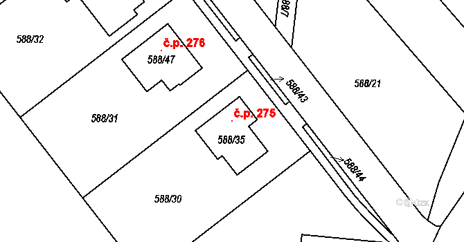 Neplachovice 275 na parcele st. 588/35 v KÚ Neplachovice, Katastrální mapa