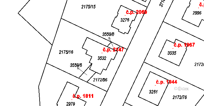 Lysá nad Labem 2147 na parcele st. 3532 v KÚ Lysá nad Labem, Katastrální mapa