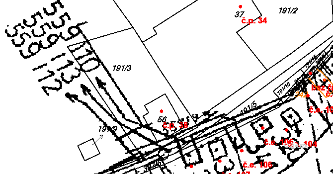 Zdeslavice 38, Chlístovice na parcele st. 56 v KÚ Zdeslavice u Chlístovic, Katastrální mapa