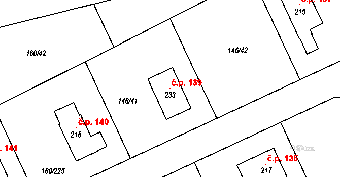 Klášter 139, Vilémov na parcele st. 233 v KÚ Klášter u Vilémova, Katastrální mapa