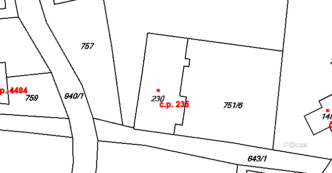 Kokonín 235, Jablonec nad Nisou na parcele st. 230 v KÚ Kokonín, Katastrální mapa