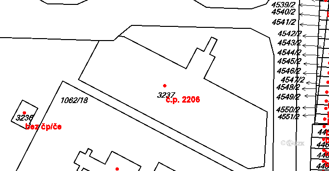 Nymburk 2206 na parcele st. 3237 v KÚ Nymburk, Katastrální mapa