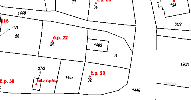 Chotýšany 21 na parcele st. 61 v KÚ Chotýšany, Katastrální mapa