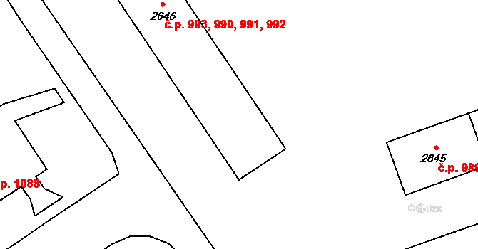 Nový Bohumín 990,991,992,993, Bohumín na parcele st. 2646 v KÚ Nový Bohumín, Katastrální mapa