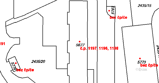 Chrudim IV 1196,1197,1198, Chrudim na parcele st. 5677 v KÚ Chrudim, Katastrální mapa