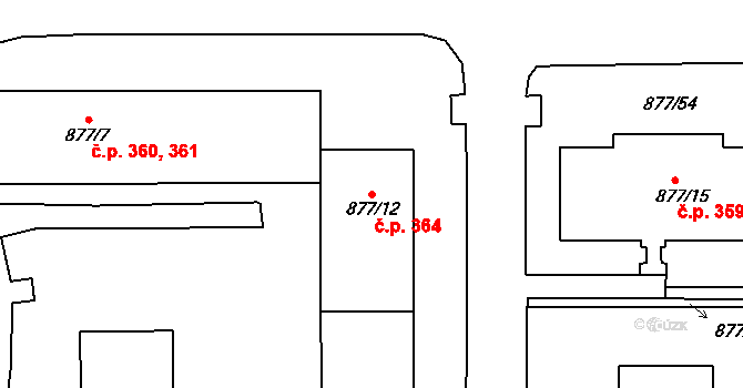 Děčín XXXII-Boletice nad Labem 364, Děčín na parcele st. 877/12 v KÚ Boletice nad Labem, Katastrální mapa