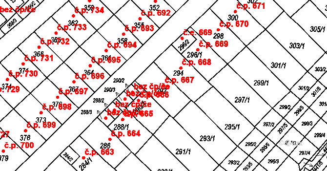 Slatina 667, Brno na parcele st. 292 v KÚ Slatina, Katastrální mapa