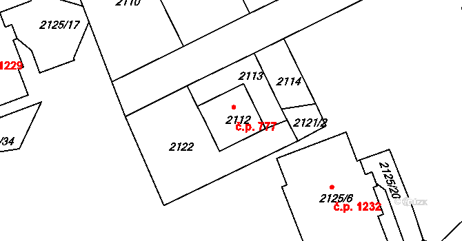 Michle 777, Praha na parcele st. 2112 v KÚ Michle, Katastrální mapa
