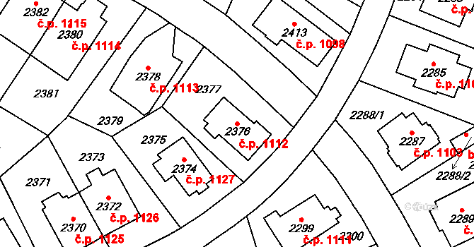 Vršovice 1112, Praha na parcele st. 2376 v KÚ Vršovice, Katastrální mapa
