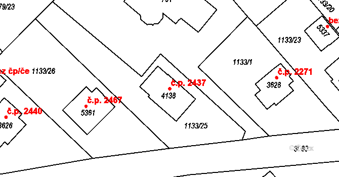 Dvůr Králové nad Labem 2437 na parcele st. 4138 v KÚ Dvůr Králové nad Labem, Katastrální mapa