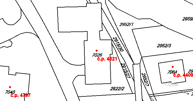 Zlín 4821 na parcele st. 7026 v KÚ Zlín, Katastrální mapa