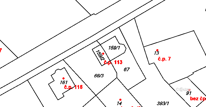 Myslechovice 113, Litovel na parcele st. 159/2 v KÚ Myslechovice, Katastrální mapa