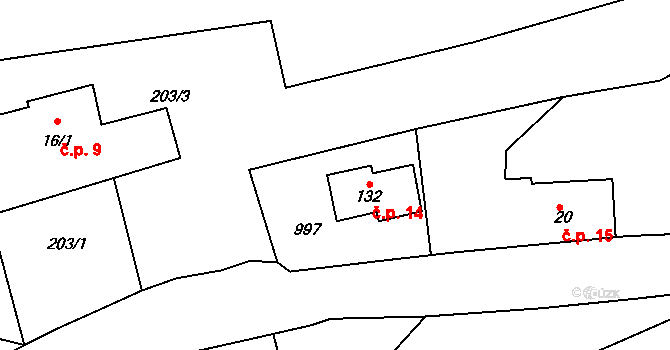 Lhota 14, Trutnov na parcele st. 132 v KÚ Lhota u Trutnova, Katastrální mapa