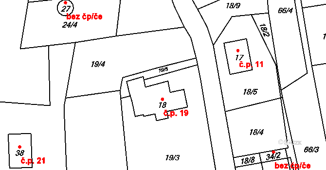 Klášterský Mlýn 19, Rejštejn na parcele st. 18 v KÚ Klášterský Mlýn I, Katastrální mapa