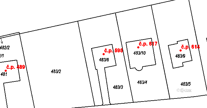 Olešnice 595 na parcele st. 483/8 v KÚ Olešnice na Moravě, Katastrální mapa
