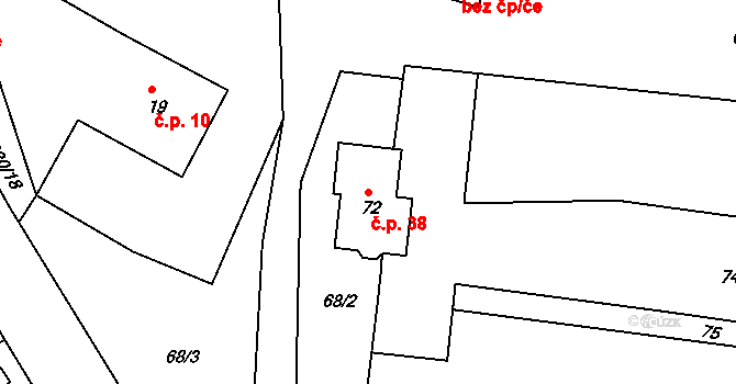 Dolní Babákov 38, Včelákov na parcele st. 72 v KÚ Babákov, Katastrální mapa