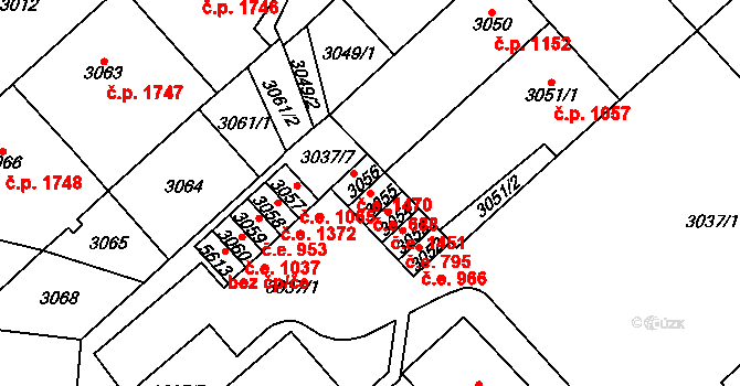 Chomutov 688 na parcele st. 3055 v KÚ Chomutov I, Katastrální mapa