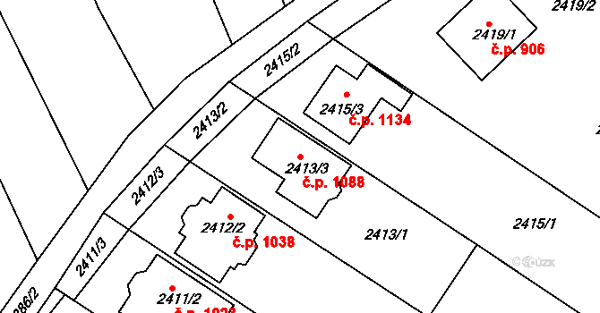 Valtice 1088 na parcele st. 2413/3 v KÚ Valtice, Katastrální mapa