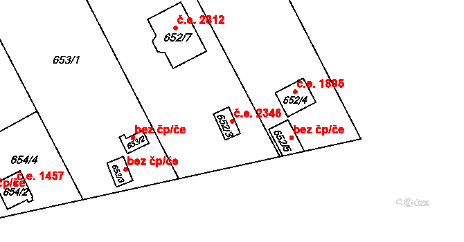 Doudlevce 2346, Plzeň na parcele st. 652/3 v KÚ Doudlevce, Katastrální mapa