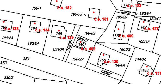Butov 492, Stříbro na parcele st. 380 v KÚ Butov, Katastrální mapa