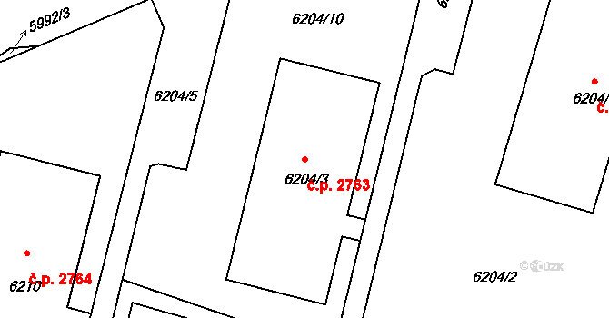 Varnsdorf 2763 na parcele st. 6204/3 v KÚ Varnsdorf, Katastrální mapa