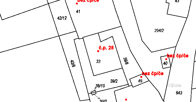 Zdeslav 25, Poleň na parcele st. 33 v KÚ Zdeslav, Katastrální mapa