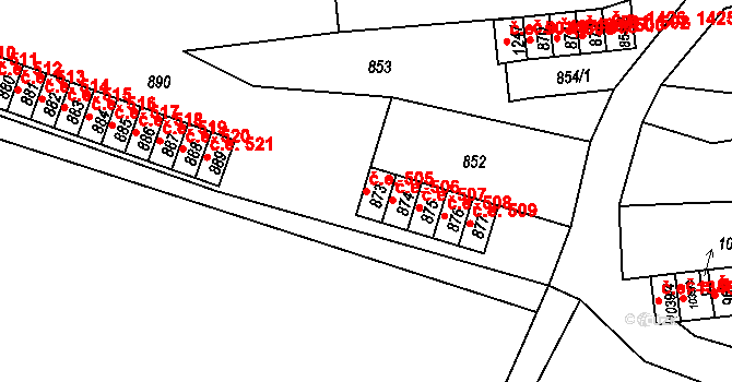 Děčín III-Staré Město 505, Děčín na parcele st. 873 v KÚ Děčín-Staré Město, Katastrální mapa