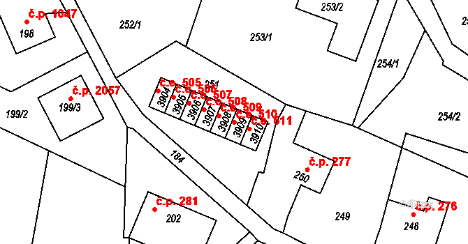 Děčín IV-Podmokly 510, Děčín na parcele st. 3909 v KÚ Podmokly, Katastrální mapa