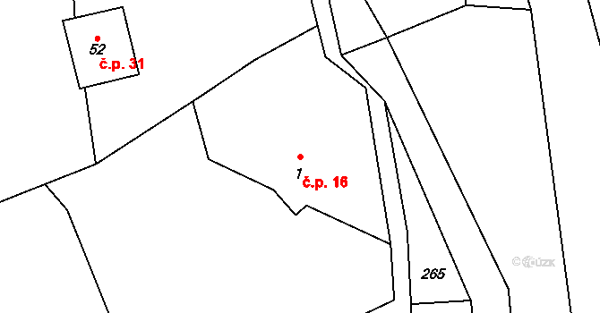 Uhřice 16, Sedlec-Prčice na parcele st. 1 v KÚ Uhřice u Sedlce, Katastrální mapa