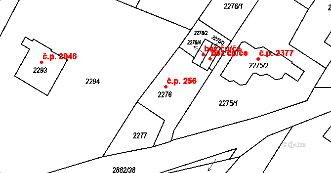 Poruba 256, Ostrava na parcele st. 2276 v KÚ Poruba, Katastrální mapa