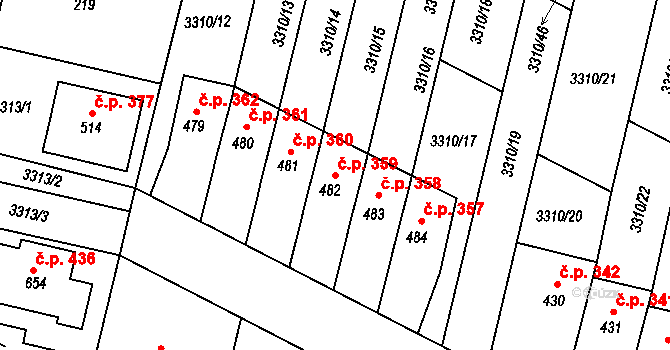 Sepekov 359 na parcele st. 482 v KÚ Sepekov, Katastrální mapa