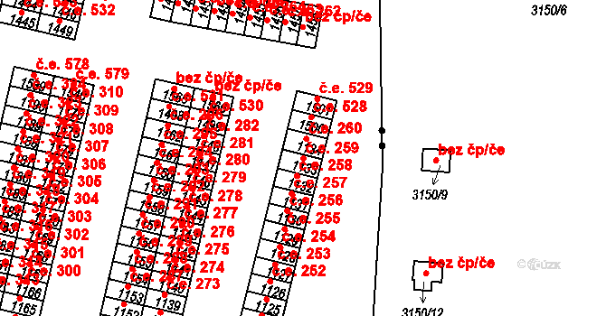 Řetenice 259, Teplice na parcele st. 1133 v KÚ Teplice-Řetenice, Katastrální mapa