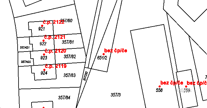Hostivice 39585786 na parcele st. 651/2 v KÚ Litovice, Katastrální mapa