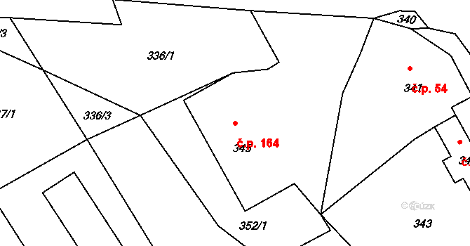Dobranov 164, Česká Lípa na parcele st. 345 v KÚ Dobranov, Katastrální mapa