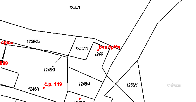 Kamenice nad Lipou 42680786 na parcele st. 1246 v KÚ Kamenice nad Lipou, Katastrální mapa