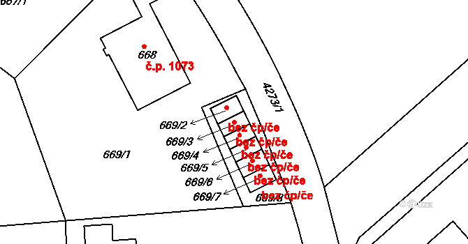 Praha 43322786 na parcele st. 669/3 v KÚ Dejvice, Katastrální mapa