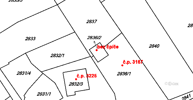 Ostrava 43924786 na parcele st. 2836/2 v KÚ Martinov ve Slezsku, Katastrální mapa