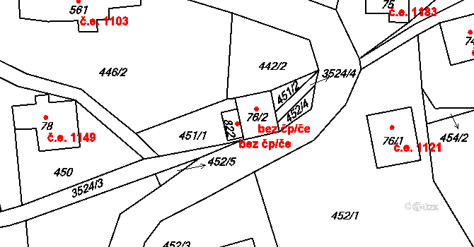 Kořenov 44213786 na parcele st. 822 v KÚ Příchovice u Kořenova, Katastrální mapa