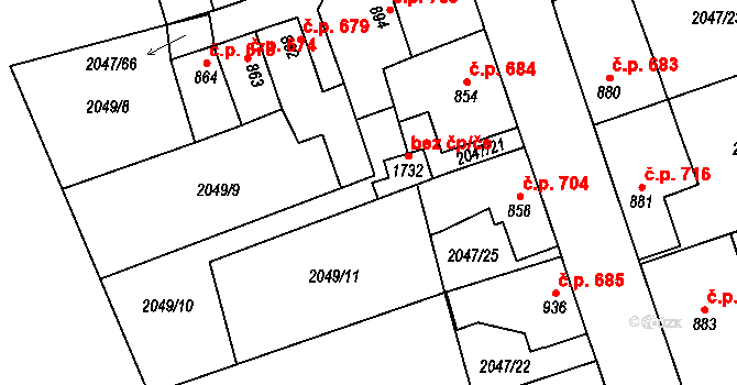 Polná 46684786 na parcele st. 1732 v KÚ Polná, Katastrální mapa
