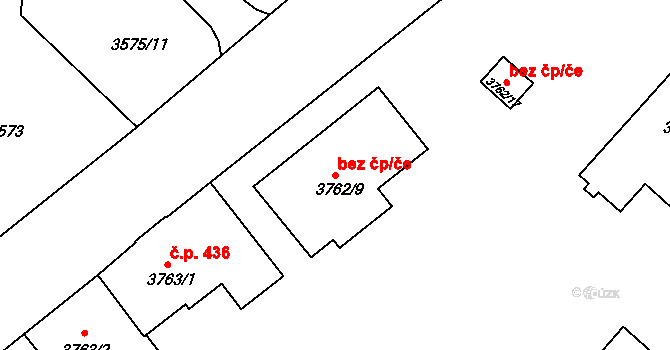 Děčín 47106786 na parcele st. 3762/9 v KÚ Podmokly, Katastrální mapa