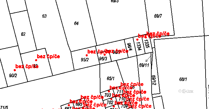 Zbiroh 47239786 na parcele st. 96/3 v KÚ Zbiroh, Katastrální mapa