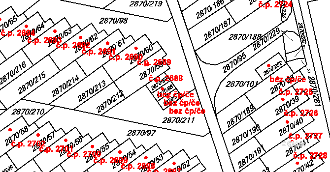 Teplice 47824786 na parcele st. 2870/88 v KÚ Teplice, Katastrální mapa