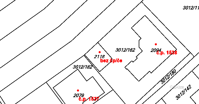 Uherské Hradiště 49282786 na parcele st. 2118 v KÚ Mařatice, Katastrální mapa