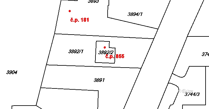 Horní Těrlicko 855, Těrlicko na parcele st. 3892/2 v KÚ Horní Těrlicko, Katastrální mapa