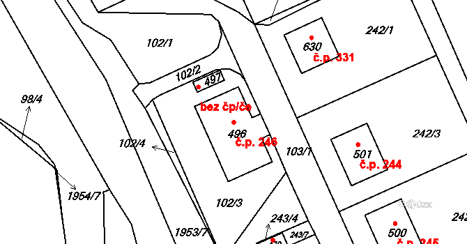 Dolní Libchavy 246, Libchavy na parcele st. 496 v KÚ Dolní Libchavy, Katastrální mapa