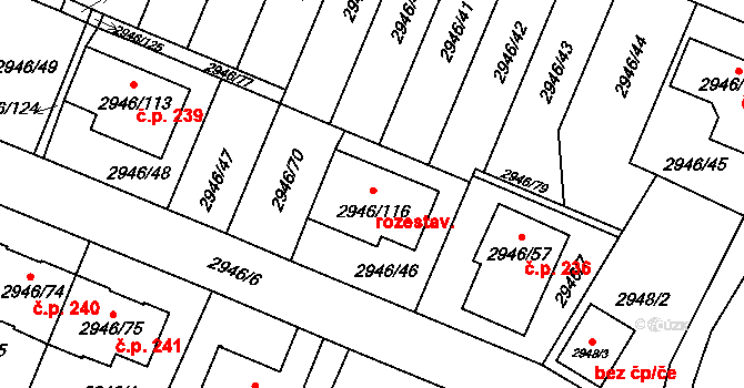 Choceňské Předměstí 237, Vysoké Mýto na parcele st. 2946/116 v KÚ Vysoké Mýto, Katastrální mapa