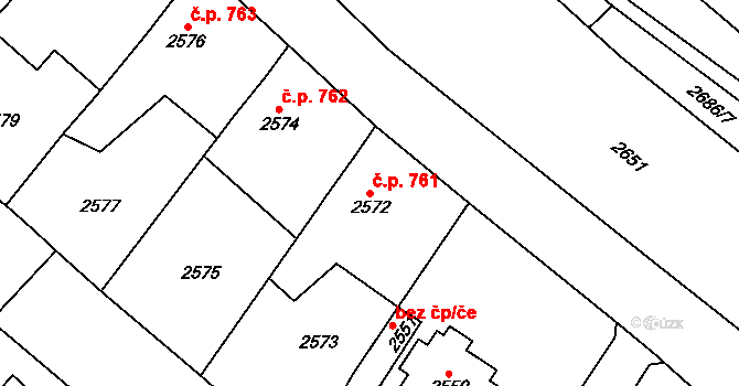Řevnice 761 na parcele st. 2572 v KÚ Řevnice, Katastrální mapa